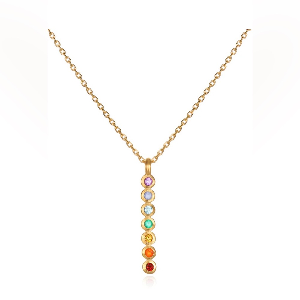 Satya Jewelry Divine Alignment Chakra Necklace Gold Plated 18” NEW